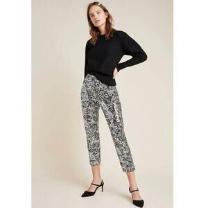 New Anthropologie Pascaline Sequined Trousers by Porridge $188 SMALL Silver/Gray